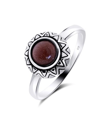 Gold Sand Stone Silver Rings NSR-2376